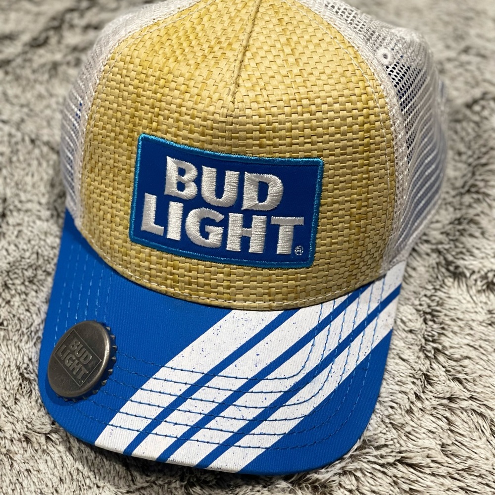 Bud Light Straw Hat w/ Bottle Opener